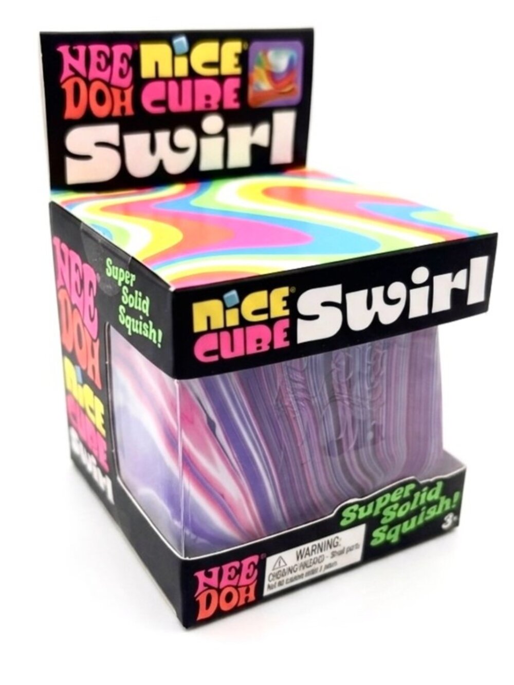 Nee Doh needoh Nice Cube Swirl Super Solid Squish! - Purple, Pink, White